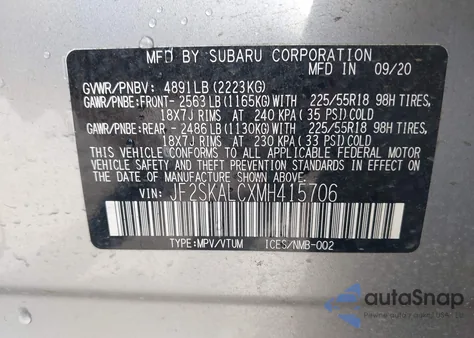 2021 Subaru Forester Sport z USA, uszkodzony, nr VIN JF2SKALCXMH415706